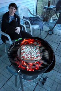 pizza - Testin out the new weber with some smoked salmon pizza
