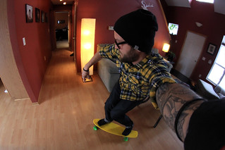 Skateboarding - It's Friday afternoon. It's snowing. Let's skateboard in the house.