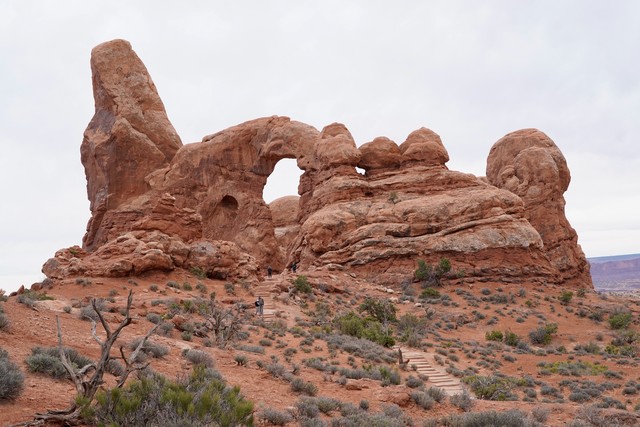 Looking over at turret window at Arches