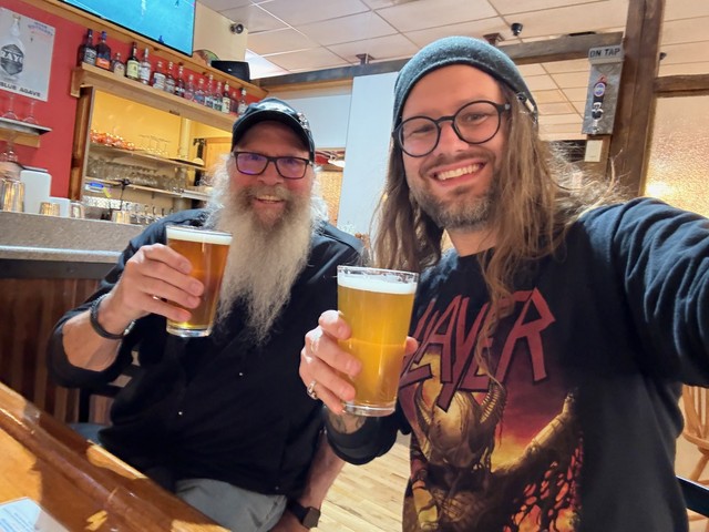 Enjoying a post trail beer at the Moab Brewery