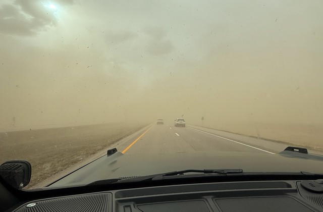 The wind in dust in Eastern Nebraska was wild