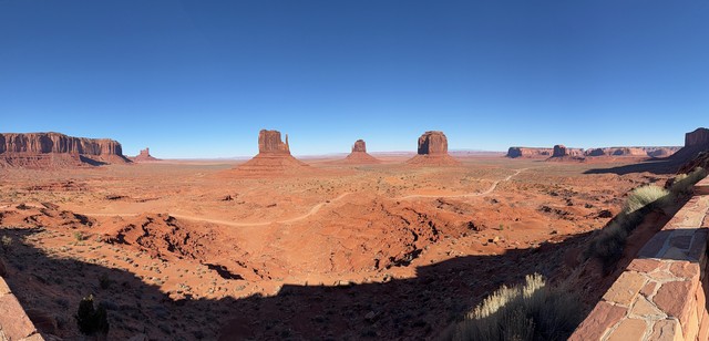 A panorama of Monument Valley