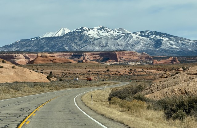 The La Sal Mountains, coming back up through Moab