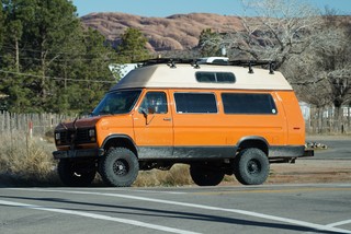 Travel - A cool van with an antelope skull mounted to the front