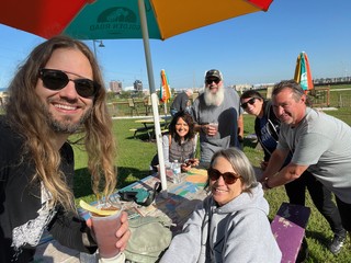 Bloodies and lunch on the Mullet's lawn