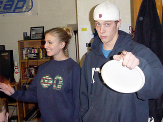 Maria Rogge - Matt's got a frisbee. That's all I see.  F-R-I-S-B-E-E