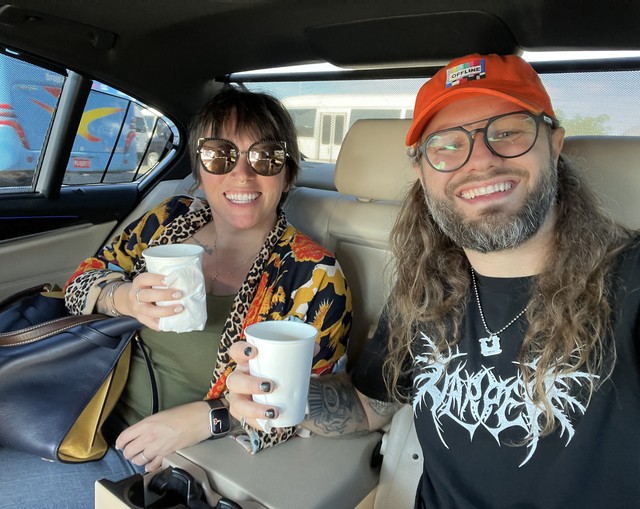 Got off the flight, got handed some red stripes in paper cups, and then escorted to a bmw limo.