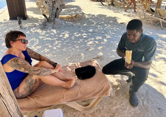 This dude came by to give us some tastes of pure sugar cane.