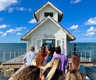 Wedding - Wedding crew heads to the tiny chapel on the ocean