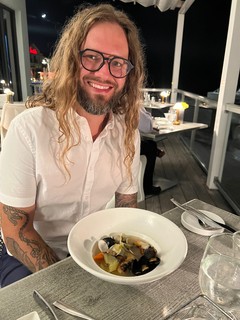 Havin some broth full of snapper, mussels, clams, and other goodies