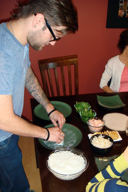 Making spring rolls