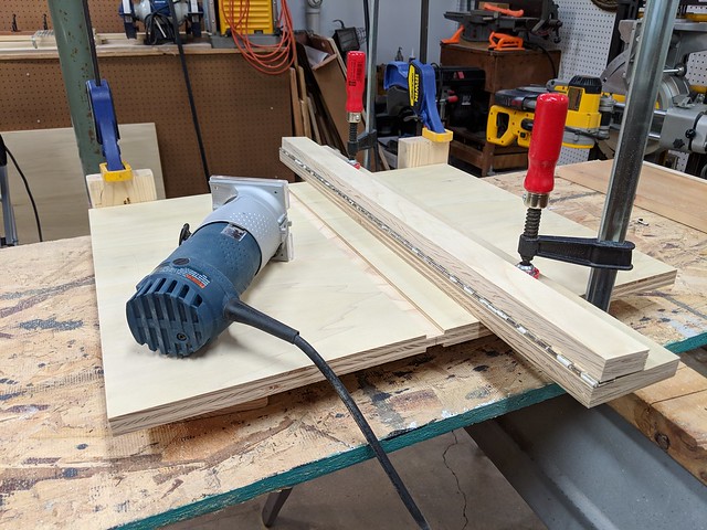 Routing out dados for the shelves on the top cubbies