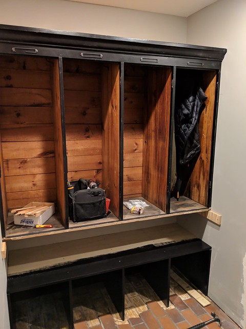 Shoe cubbies going in