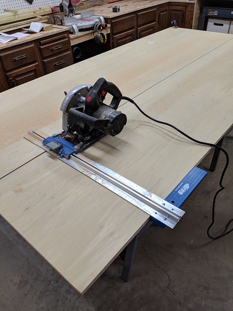 Ripping down popular to build cubbies above and below the antique lockers