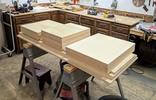 Plywood for the cubbies all cut out and sanded