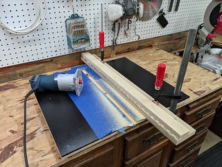 Making one last adjustment on the final piece cause I didn't get the dado quite deep enough to sl...