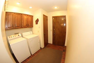The mud room / laundry room will soon have lockers and cubbies in place of the laundry machines.