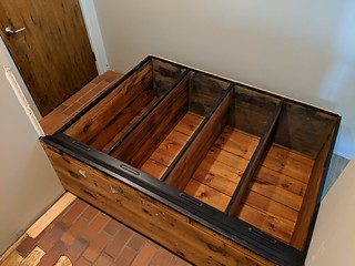 Starting to slide the antique lockers in to the alcove