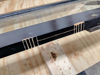 Scoring the mortises for chiseling