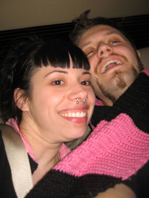 Jamie and I - and the pink scarf she wouldn't give me