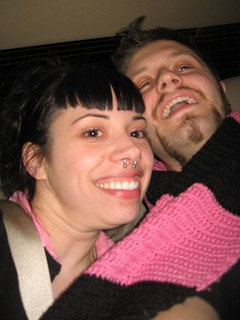 Jamie and I - and the pink scarf she wouldn't give me