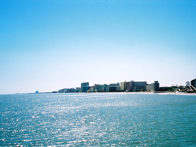 Looking down the beach from the pier