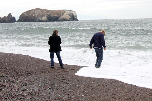 Getting his feet wet