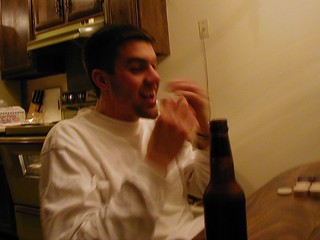 Josh gobbling something up