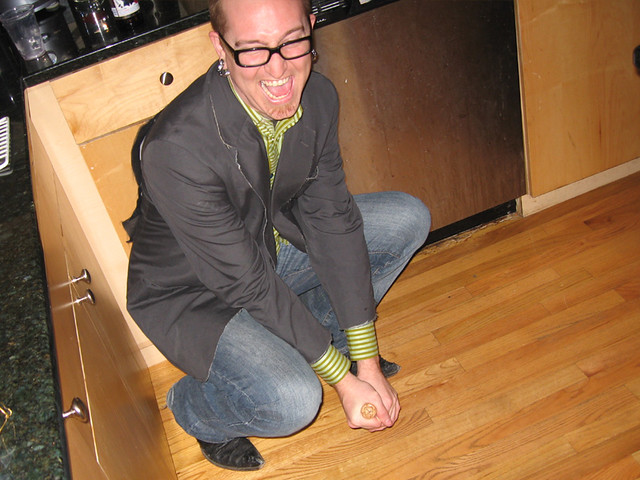 Shooting the cork at my stomach