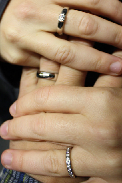 Dorkiest pic ever. but our rings are nice and polished
