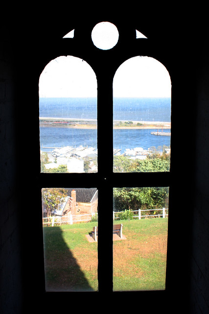 Looking out the window in the lighthouse