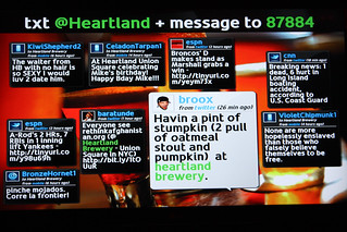 Tech - Heartland Brewery displayed my tweet on their TV screens.  Awesometown.