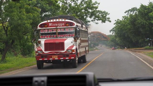 crazy tinted/stickered up buses in nicaragua