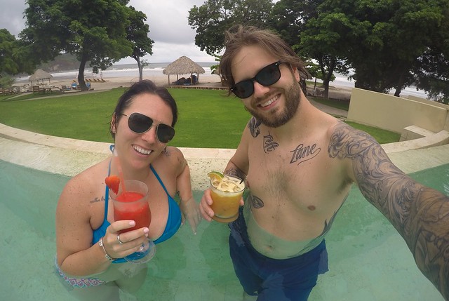 Having a cocktail at the main resort pool