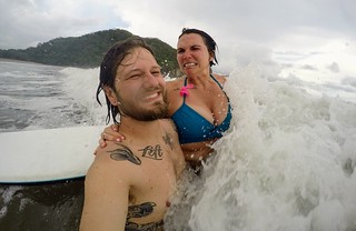 Kari and I are having a great time in the ocean