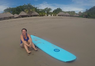 beach - Hanging out after surfing. Kari was able to get up on her board before I was!