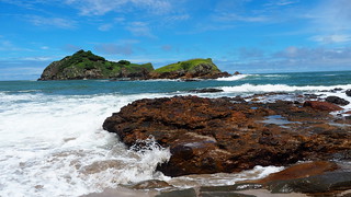 Ocean. Lava rocks. Islands.