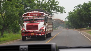 crazy tinted/stickered up buses in nicaragua