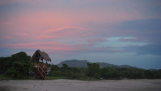 Sunset - A nice, pink sunset beyond the lifeguard tower