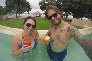 Having a cocktail at the main resort pool