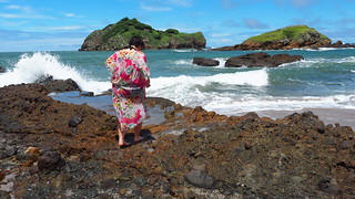 Walking along the lava at Playa Guacalito