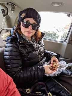 Kari just pulled a leftover, foil wrapped reuben out her purse and started eating it in the back of this uber