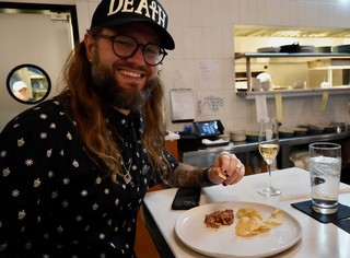 Kari thought my potato chip and beef tartare dish was funny