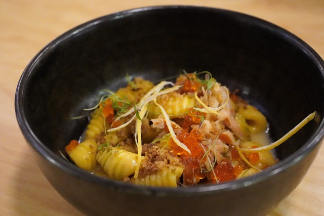 gnocchi with smoked trout and trout roe. so. good.
