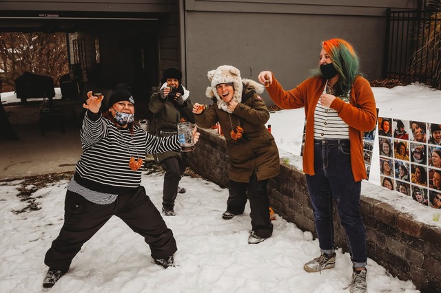 They got Kourtney to do a shot with them