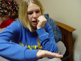 Lindsey, totally iced out.  ...with her ring of ice.