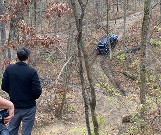 Off-roading - Tryin to get up this steep, slick hill