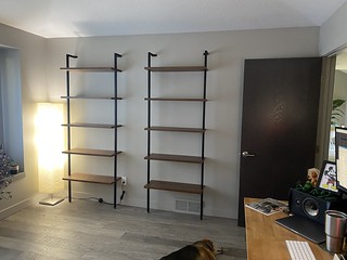 New bookshelves in. Now we need new lamps...