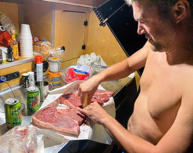 I'd never seen anyone rub a cold stick of butter on steaks until then