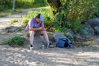 Jeff acted like he wasn't gonna get in the lake for a minute